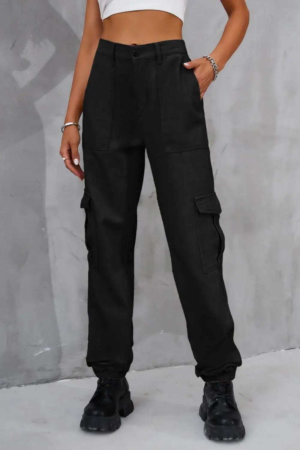 Buttoned High Waist Jeans with Pockets - Trendsi - Flyclothing LLC