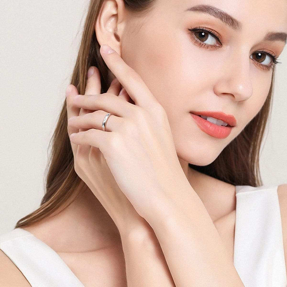 925 Sterling Silver Inlaid Moissanite Ring - Trendsi - Flyclothing LLC