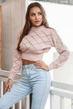 Openwork Plaid Round Neck Cropped Sweater - Trendsi - Flyclothing LLC