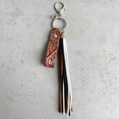 Genuine Leather Tassel Keychain - Trendsi