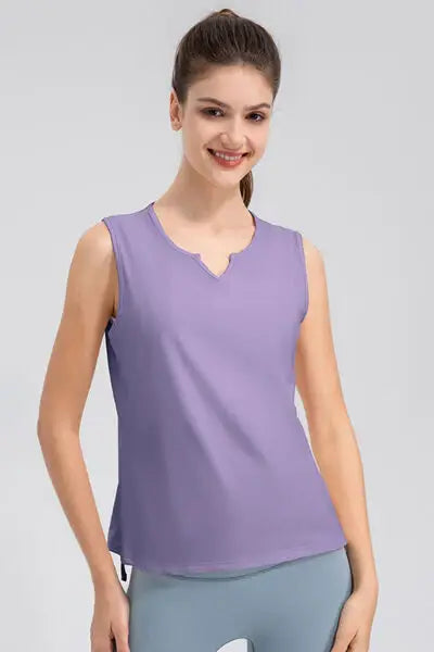 Notched Wide Strap Active Tank - Trendsi - Flyclothing LLC