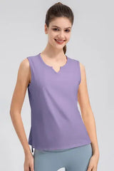 Notched Wide Strap Active Tank - Trendsi - Flyclothing LLC