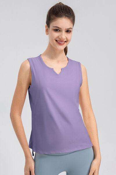 Notched Wide Strap Active Tank - Trendsi - Flyclothing LLC