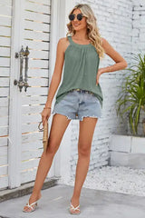 Openwork Round Neck Wide Strap Tank - Trendsi - Flyclothing LLC
