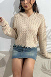 Cable-Knit Dropped Shoulder Hooded Sweater - Trendsi - Flyclothing LLC