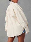 Button Down Raw Hem Denim Jacket - Trendsi - Flyclothing LLC