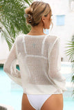 Openwork Scoop Neck Long Sleeve Cover-Up - Trendsi - Flyclothing LLC
