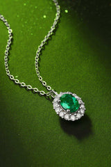 1.5 Carat Lab-Grown Emerald 925 Sterling Silver Necklace - Trendsi - Flyclothing LLC