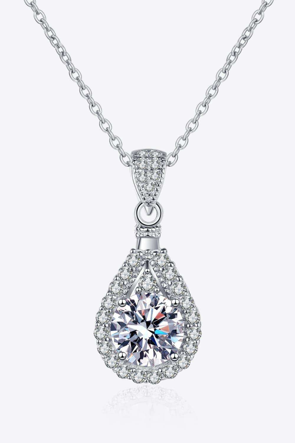 2 Carat Moissanite Teardrop Pendant 925 Sterling Silver Necklace - Trendsi - Flyclothing LLC