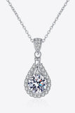 2 Carat Moissanite Teardrop Pendant 925 Sterling Silver Necklace - Trendsi