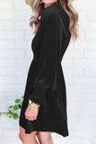 Smocked Round Neck Long Sleeve Dress - Trendsi - Flyclothing LLC