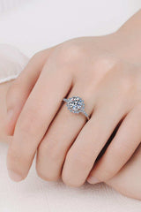 1 Carat Moissanite Rhodium-Plated Halo Ring - Trendsi - Flyclothing LLC
