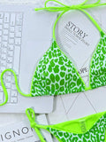 Leopard Print Halter Neck Tie Side Bikini Set - Trendsi - Flyclothing LLC