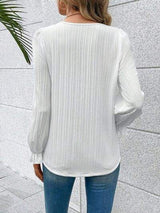 V-Neck Lace Detail Flounce Sleeve Blouse - Trendsi - Flyclothing LLC