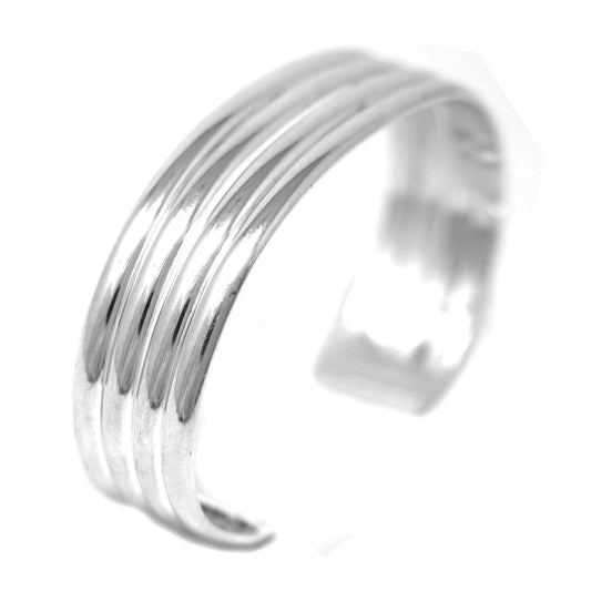 Alpaca Silver Overlay Cuff Bracelet - Four Bar Design - Artisana
