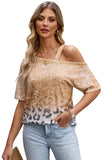 Leopard Asymmetrical Neck Cold-Shoulder Blouse - Trendsi - Flyclothing LLC