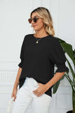 Pleated Flounce Sleeve Keyhole Blouse - Trendsi - Flyclothing LLC