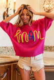 BiBi MOM Contrast Round Neck Sweater - Trendsi - Flyclothing LLC