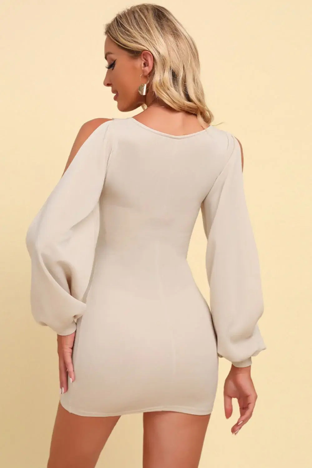 Square Neck Split Sleeve Mini Dress - Trendsi - Flyclothing LLC