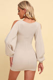 Square Neck Split Sleeve Mini Dress - Trendsi