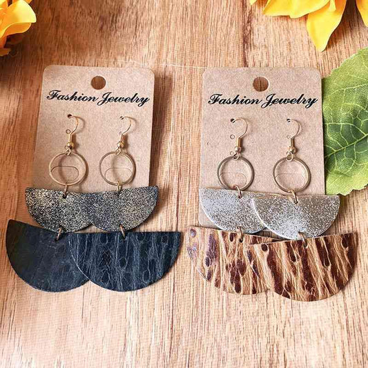 PU Semicircle Drop Earrings - Trendsi