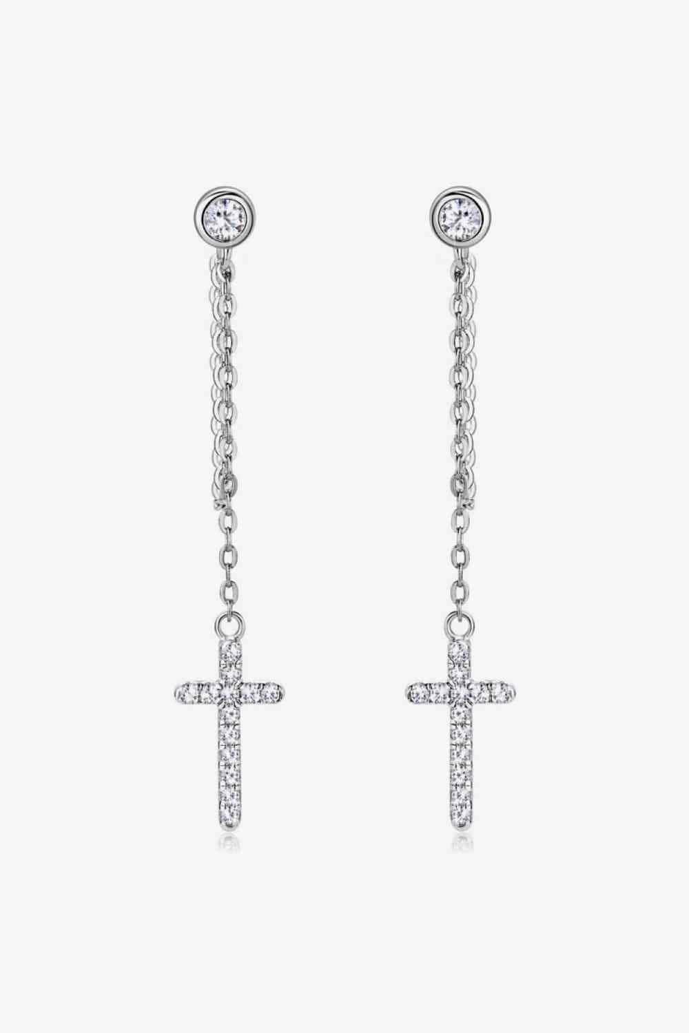 Moissanite 925 Sterling Silver Cross Earrings