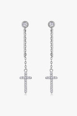 Moissanite 925 Sterling Silver Cross Earrings - Trendsi - Flyclothing LLC