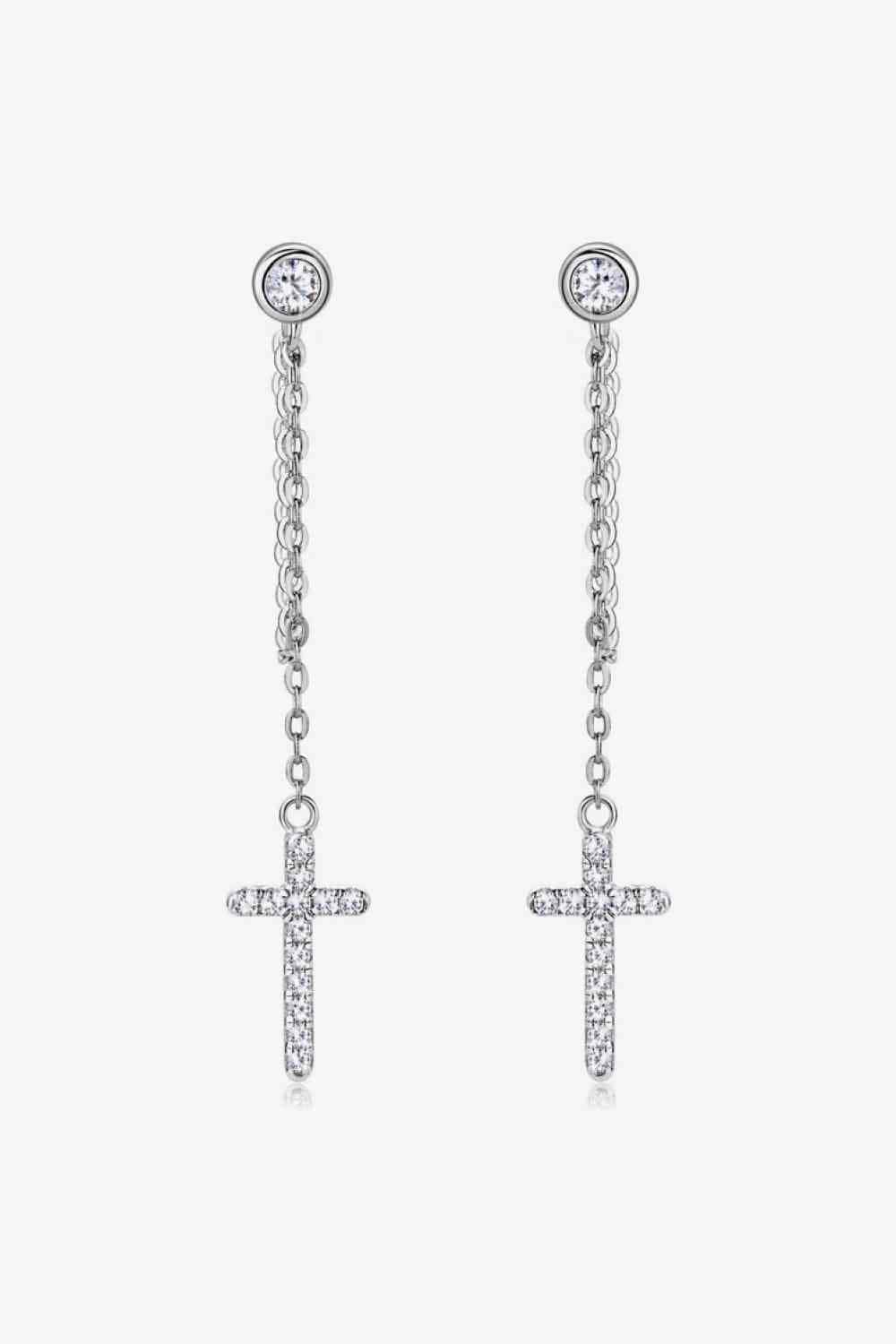 Moissanite 925 Sterling Silver Cross Earrings - Trendsi - Flyclothing LLC