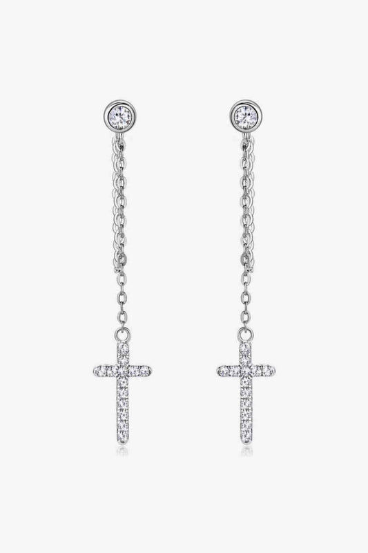 Moissanite 925 Sterling Silver Cross Earrings