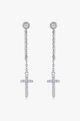 Moissanite 925 Sterling Silver Cross Earrings