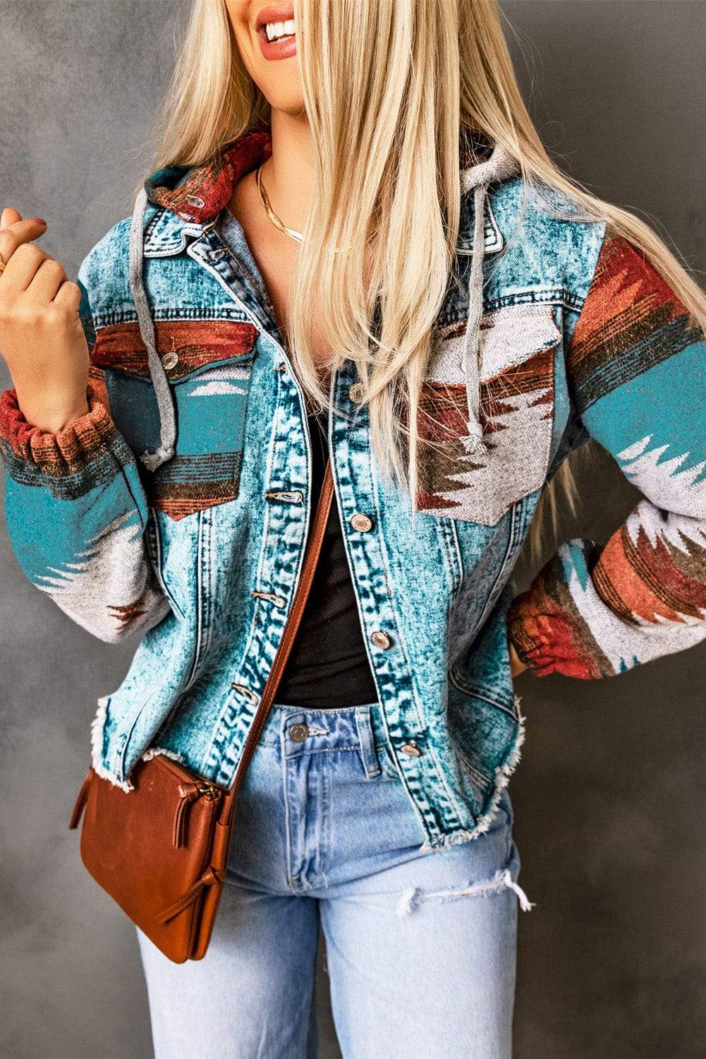 Drawstring Hooded Pocketed Denim Jacket - Trendsi - Flyclothing LLC