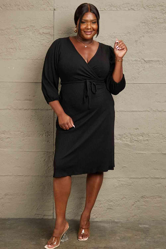 Culture Code Full Size Surplice Flare Ruching Dress - Trendsi