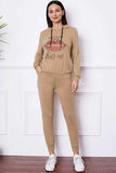 SHUT UP AND KISS ME Lip Graphic Hooded Top and Drawstring Pants Set - Trendsi - Flyclothing LLC