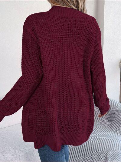 Open Front Long Sleeve Cardigan with Pockets - Trendsi