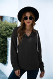 Quarter Snap Drawstring Hoodie with Kangaroo Pocket - Trendsi - Flyclothing LLC