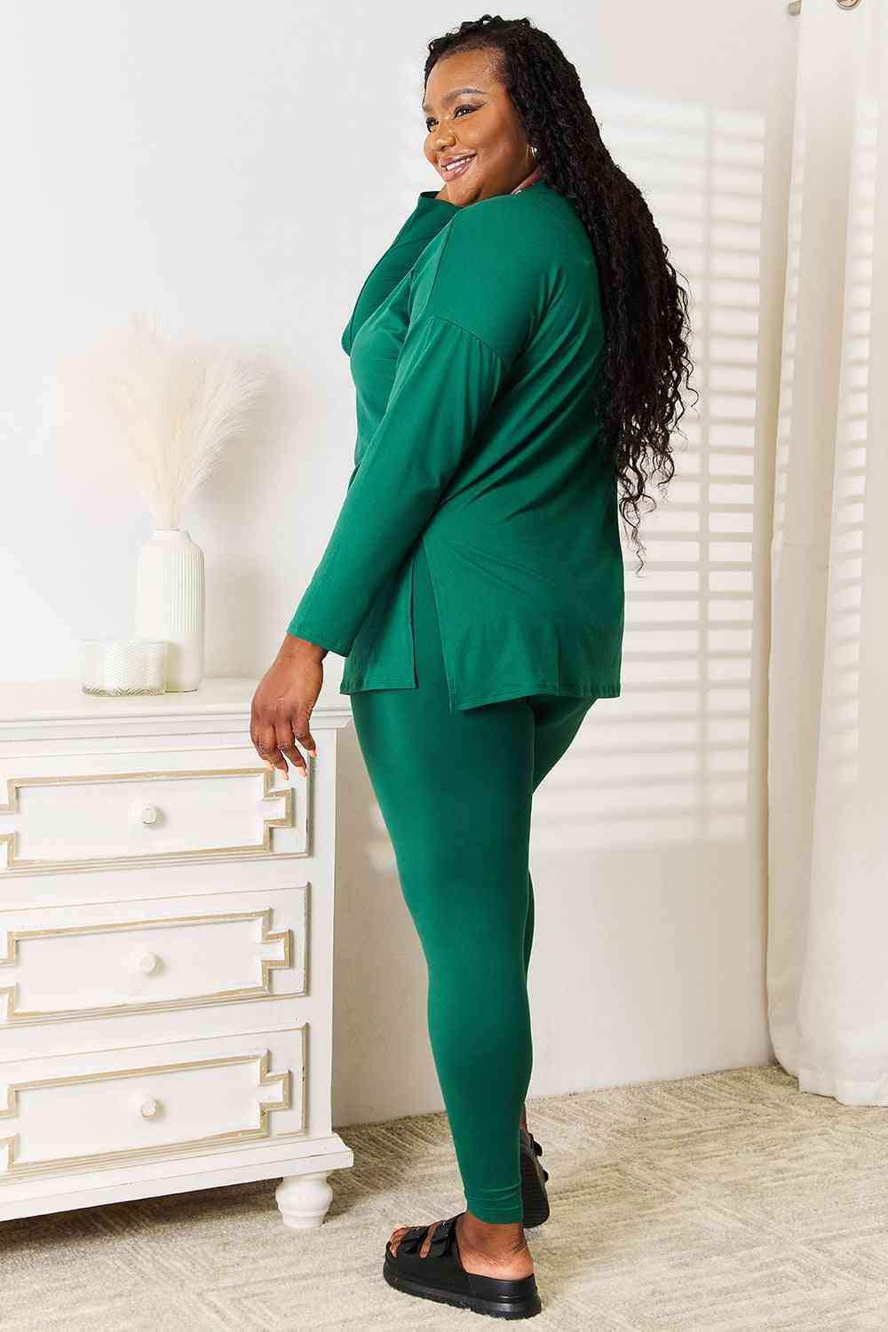 Zenana Lazy Days Full Size Long Sleeve Top and Leggings Set - Trendsi - Flyclothing LLC