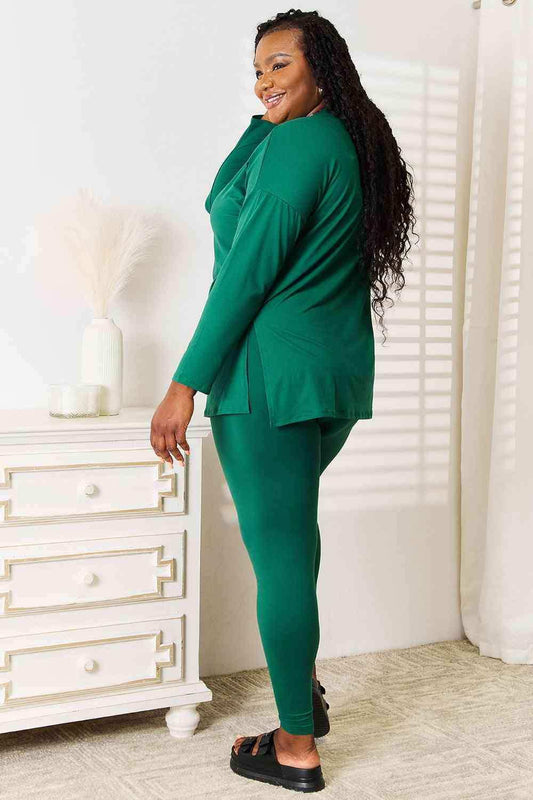Zenana Lazy Days Full Size Long Sleeve Top and Leggings Set - Trendsi - Flyclothing LLC