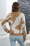 Two-Tone Johnny Collar Dropped Shoulder Pullover Sweater - Flyclothing LLC