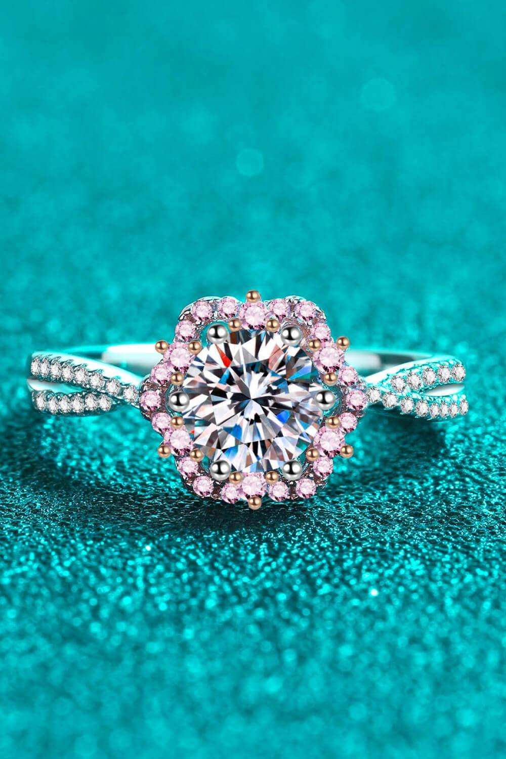 1 Carat Moissanite Flower-Shaped Crisscross Ring - Trendsi - Flyclothing LLC