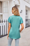 Notched Neck Flutter Sleeve Satin Top - Trendsi - Flyclothing LLC
