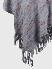 Fringe Hem Hooded Poncho - Trendsi