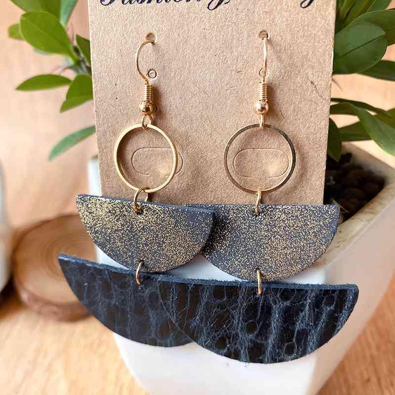 PU Semicircle Drop Earrings - Trendsi