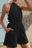 Halter Neck Tie Back Romper - Trendsi - Flyclothing LLC
