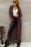 Multicolored Open Front Fringe Hem Cardigan - Trendsi