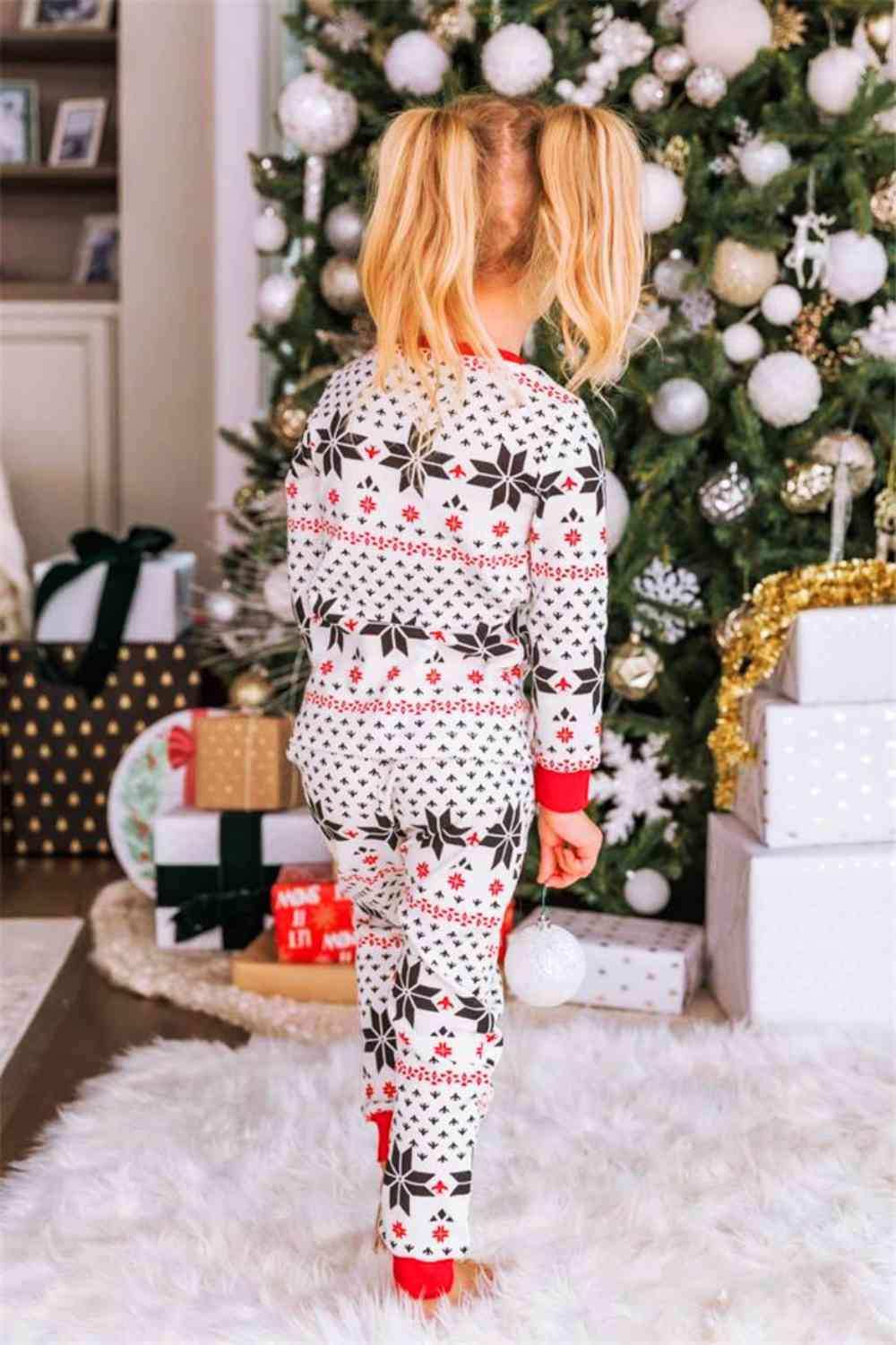 Snowflake Pattern Top and Pants Set - Trendsi - Flyclothing LLC