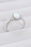 925 Sterling Silver Platinum-Plated Opal Ring - Trendsi