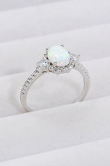 925 Sterling Silver Platinum-Plated Opal Ring - Flyclothing LLC