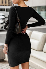 Cutout Long Sleeve Wrap Dress - Trendsi