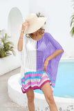 Contrast Scoop Neck Openwork Half Sleeve Cover Up - Trendsi - Flyclothing LLC