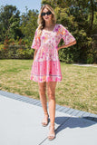 Floral Polka Dot Buttoned Mini Dress - Trendsi - Flyclothing LLC